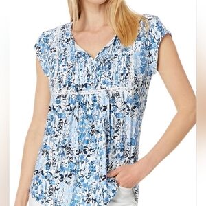 Tommy Hilfiger Blue Floral Blouse Size Small Like New Cottagecore